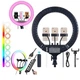 Кільцева LED лампа RGB MJ45 Ring 45 см комплектація адаптер із вбудованим кабелем, тримачі для телефону, пульт - зображення 1