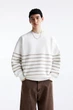 Світшот на флісі Pull & Bear молочний в бежеву смужку FZUUA953 L - изображение 1