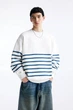 Світшот на флісі Pull & Bear молочний в темно-синю смужку YTOZC529 XL - изображение 1