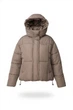 Куртка женская Lady Yep 9068 оверсайз укороченная надпись впереди с капюшоном one size капучино - изображение 5