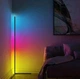 Торшер напольный угловой RGB LED 1.2 м, светодиодная лампа с пультом дистанционного управления, цветная подсветка для комнаты с питанием от USB, декоративное освещение для интерьера Черный DEL-014 - изображение 1