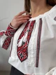 Жіноча вишита сорочка на зав'язках з червоним орнаментом L біла (1262) - изображение 3