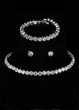 Набір жіноче кольє, сережки, браслет, круглі кристали Fashion Jewelry Сріблястий 19742 - зображення 1