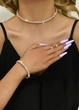 Набір жіноче кольє, сережки, браслет, круглі кристали Fashion Jewelry Сріблястий 19742 - зображення 2