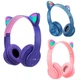 Бездротові Bluetooth навушники накладні з підсвічуванням котячі вушка Cat Miu Star P47 рожеві для дітей - зображення 7