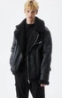 Дубленка куртка Pull&Bear из искусственной черной овчины S арт.7712/557/800 - изображение 1