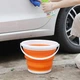 Відро силіконове 10 літрів туристичне складане Collapsible Bucket з ручкою без кришки Жовтогарячий - зображення 4