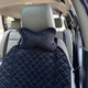 Подушка підголовник в авто з алькантари Lux прошитий квадратний ромбік Чорний з чорним рядком - изображение 4