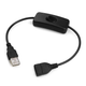 Удлинительный 30см USB-кабель (штекер-гнездо) DC 5V-24V 2A с кнопкой-выключателем Шнур пиитания Адаптер для лампы Black - изображение 1