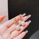 Серьги бусины с жемчугом и камнями Fashion Jewelry золотистые - изображение 2