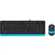 Комплект (клавіатура, миша) A4Tech F1010 Black/Blue USB ( чорний з блакитним ) 20842 - изображение 1