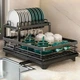 Сушилка для посуды двухуровневая BauTech 42.5 x 29.5 x 17 см с держателем для тарелок, металлическая, черная - изображение 3