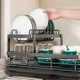 Сушилка для посуды двухуровневая BauTech 42.5 x 29.5 x 17 см с держателем для тарелок, металлическая, черная - изображение 5
