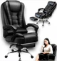 Кресло офисное поворотное с массажем и подножкой BOSS Black - изображение 3