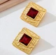 Сережки стильная акцентная вечерняя бижутерия jewelry Золотистый красный - изображение 4