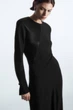 Сукня жіноча COS power-shoulder satin-panel midi dress 1201150002 40 Чорний - изображение 2