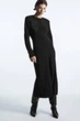 Сукня жіноча COS power-shoulder satin-panel midi dress 1201150002 40 Чорний - изображение 3
