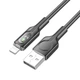 Кабель USB Hoco U120, USB to Lightning, 2.4А, 1.2m, чорний - зображення 1