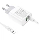 Сетевое зарядное устройство Hoco C80A USB/ Type-C QC PD 20W белое + кабель Type-C to Lightning - изображение 4