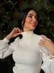 Женская элегантная кофта гольф в рубчик Fashion 42/44 молочный - изображение 3