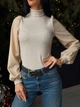 Женская элегантная кофта гольф в рубчик Fashion 42/44 бежевый - изображение 3