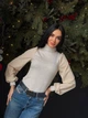 Женская элегантная кофта гольф в рубчик Fashion 42/44 бежевый - изображение 2