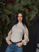 Женская элегантная кофта гольф в рубчик Fashion 42/44 бежевый - изображение 6