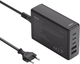 Zasilacz uniwersalny Hama GaN 140W PD/QC 3x USB-C 2x USB-A Black (201978) - obraz 1