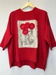 Женский свитшот oversize с вышивкой Маки Modna KAZKA MKNK4567 - 50/52, Червоний - изображение 3