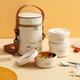 Термо ланч-бокс Kitchen Food на 3 яруса с термосумкой и приборами, 1540 мл, бежевый - изображение 2