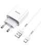 Зарядка USB Hoco C81A с кабелем Type-c \ 5V 2.1 А \ Белый - изображение 1