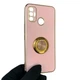 Чехол для Tecno Spark 7 Go (KF6m) глянцевый с защитой камеры с золотой окантовкой с кольцом-подставкой пудровый - изображение 2