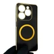 Чехол для TECNO Spark Go 2024 (BG6) глянцевый с защитой камеры с золотой окантовкой и кольцом MagSafe черный - изображение 2