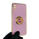 Чохол для Xiaomi Redmi 9A глянцевий із захистом камери із золотою окантовкою з кільцем-підставкою бузковий - зображення 1