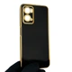 Чохол для OPPO A76 глянцевий із захистом камери із золотою окантовкою чорний - зображення 1