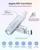 Флешка 3-в-1 MFi USB+Lightning+Type-C, 256 ГБ, высокоскоростная, металлический корпус - изображение 4