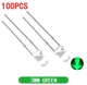 Светодиоды F3 3мм Зеленый свет 100шт 3-3.2V 20ma White-Green (128) - изображение 1