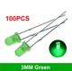 Светодиоды F3 3мм Зеленый свет 2-2.2V 20ma 100шт Green dip диод (130) - изображение 1
