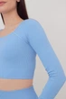 Укороченный топ с длинным рукавом Giulia CROP TOP RIB one size Blue-lacecap hydrangea, бесшовный, в рубчик, эластичный, для спорта и повседневной носки - изображение 3
