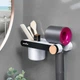 Полка с держателем для фена клеящаяся MBM HOME BP-33 WHITE/BLACK бело-черная - изображение 1