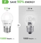Набір LED ламп Lepro E27 G45 (5 шт.) — 2.5W 250Lm 2700K Теплий білий - зображення 4