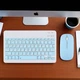 Клавиатура и мышка беспроводная Bluetooth KIT Белая с голубым - изображение 1