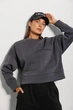 Толстовка женская укороченная свитшот флис без капюшона L-XL серая - изображение 4