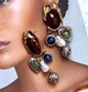 Сережки с подвесками Стильная акцентная бижутерия jewelry Многоцветные - изображение 3