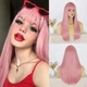 Перука AISI довге пряме волосся 60 см Рожевий NYL2626-Pink - зображення 1