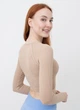 Топ вкорочений з довгим рукавом Giulia CROP TOP RIB one size Beige-natural, Спортивний топ із довгими рукавами - зображення 2
