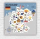 Бумажный плакат "Иллюстрированная карта Германии. Deutschland. Германия" 100х100 см - изображение 1