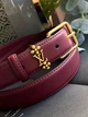 Женский бордовыйй кожаный ремень 16-38 - изображение 2