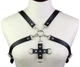 Портупея женская на грудь из искусственной кожи серая Womens PU Harness Caged Bra - изображение 2