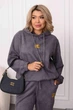 Спортивный костюм женский oversize с вышивкой из замши на дайвинге большие размеры 54-56 Графитовый - изображение 2